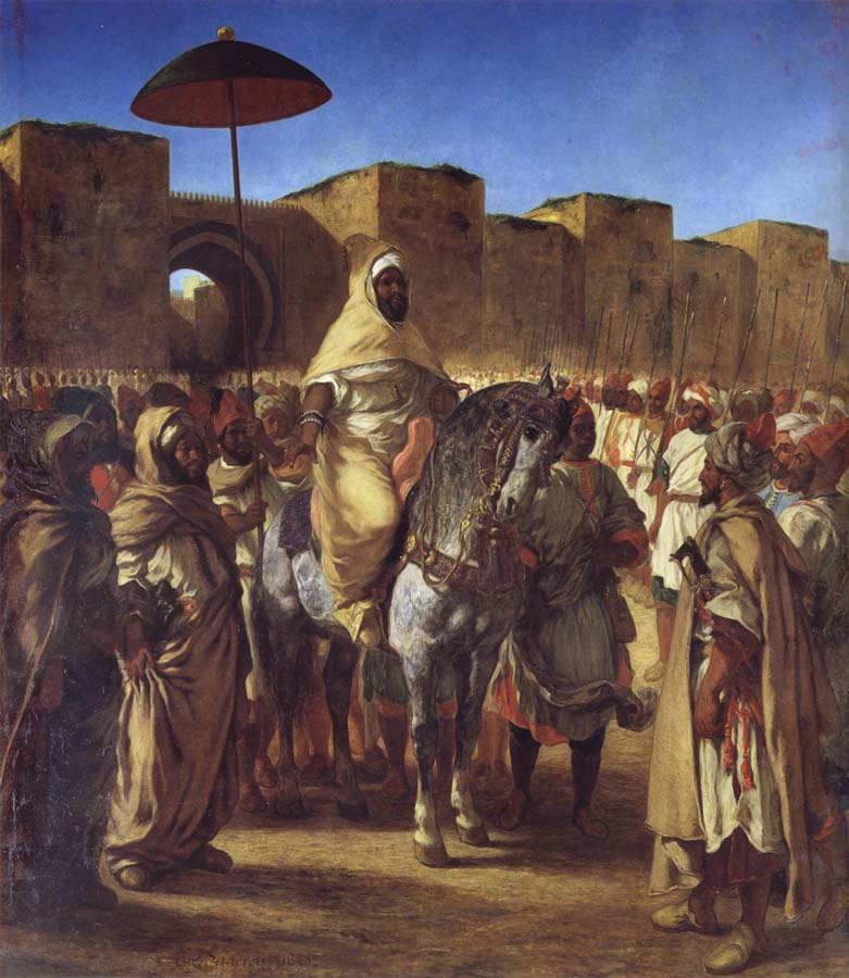 Mulay Abd al-Rahman,Sultan of Morocco,Leaving his palace in Meknes,Surrounded by his Guard and his Chief Officers